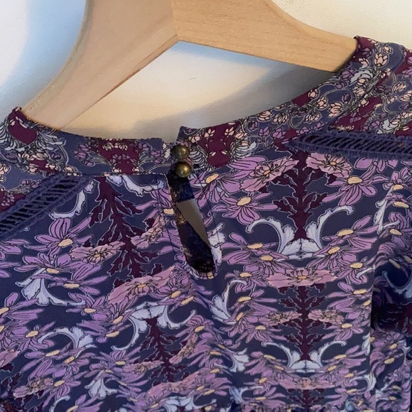 Xhilaration Floral Long Sleeve Peplum Boho Top, Size Medium - Picture 6 of 12